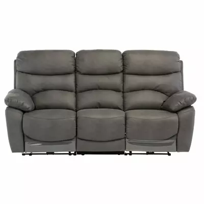 Grey Soft Touch Fabric 3 Seater